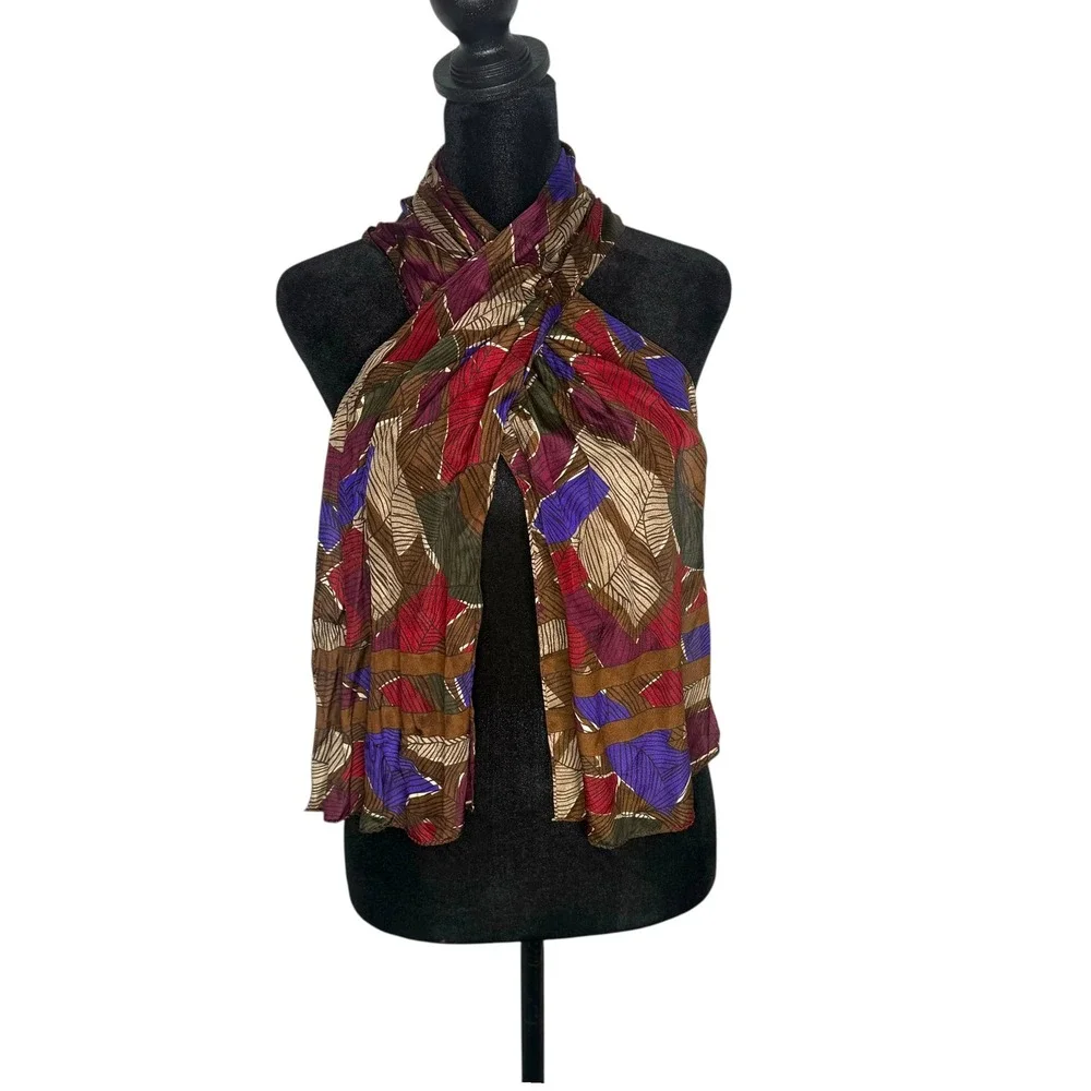 VTG‎ Made in Japan 100% Silk Scarf Ethnic Print Liz Claiborne Earthy BOHO 53